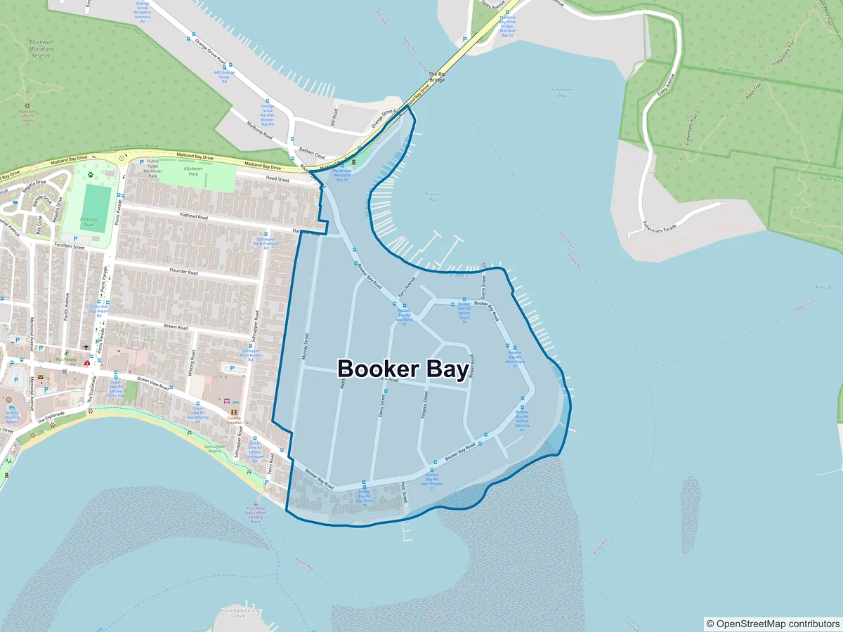 Map of Booker Bay, NSW, Australia