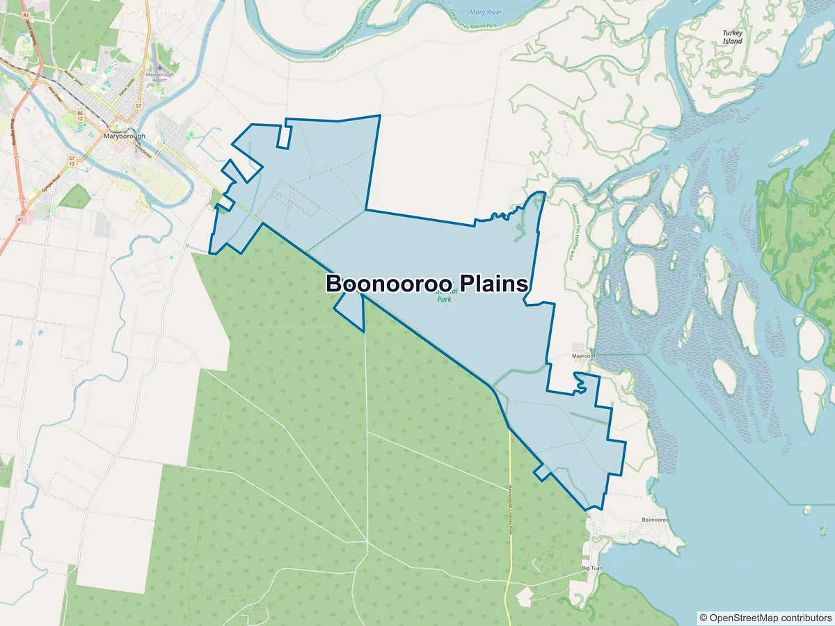 Map of Boonooroo Plains, QLD, Australia