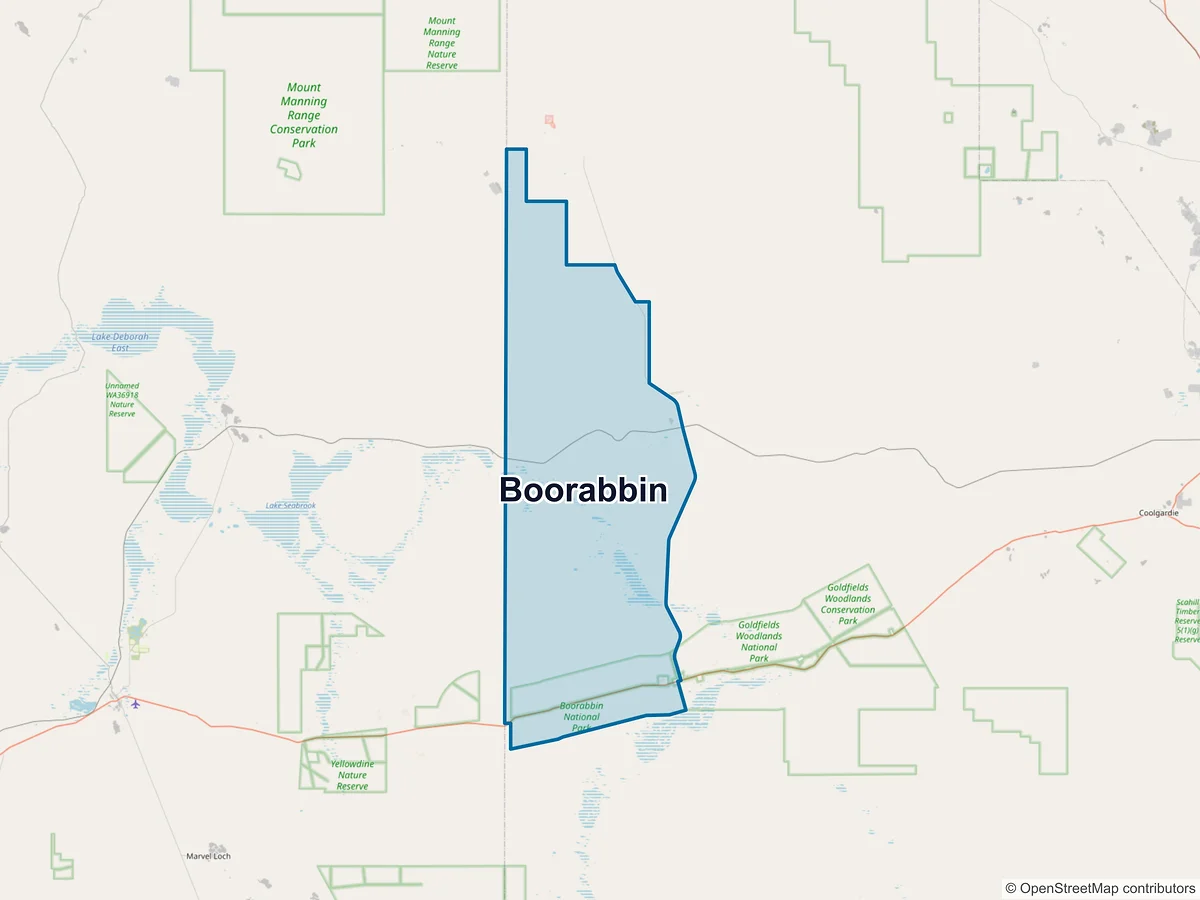 Map of Boorabbin, WA, Australia