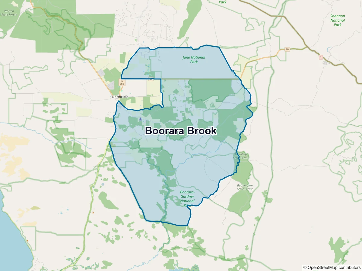Map of Boorara Brook, WA, Australia