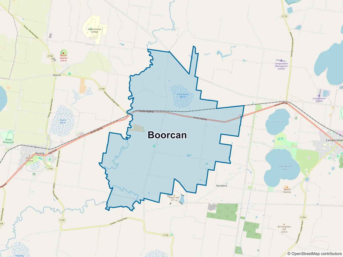 Map of Boorcan, VIC, Australia