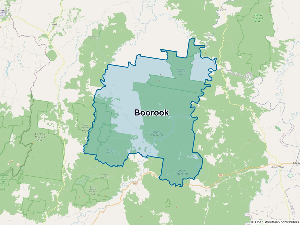 Map of Boorook, NSW, Australia