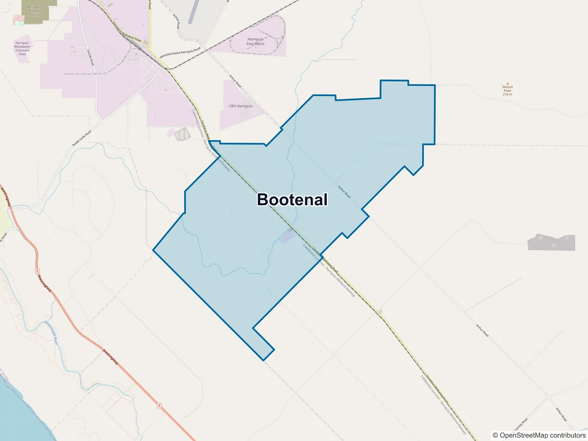 Map of Bootenal, WA, Australia