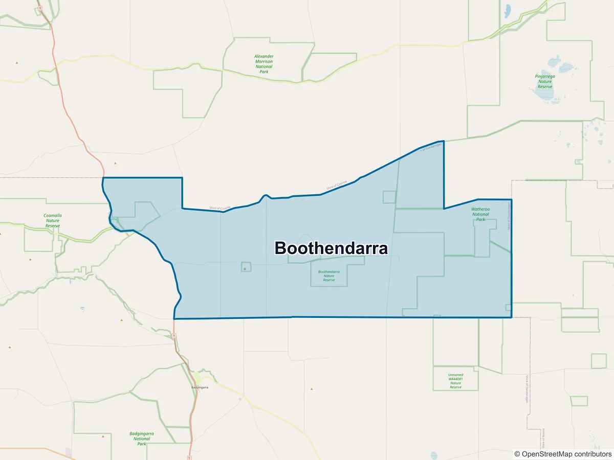 Map of Boothendarra, WA, Australia