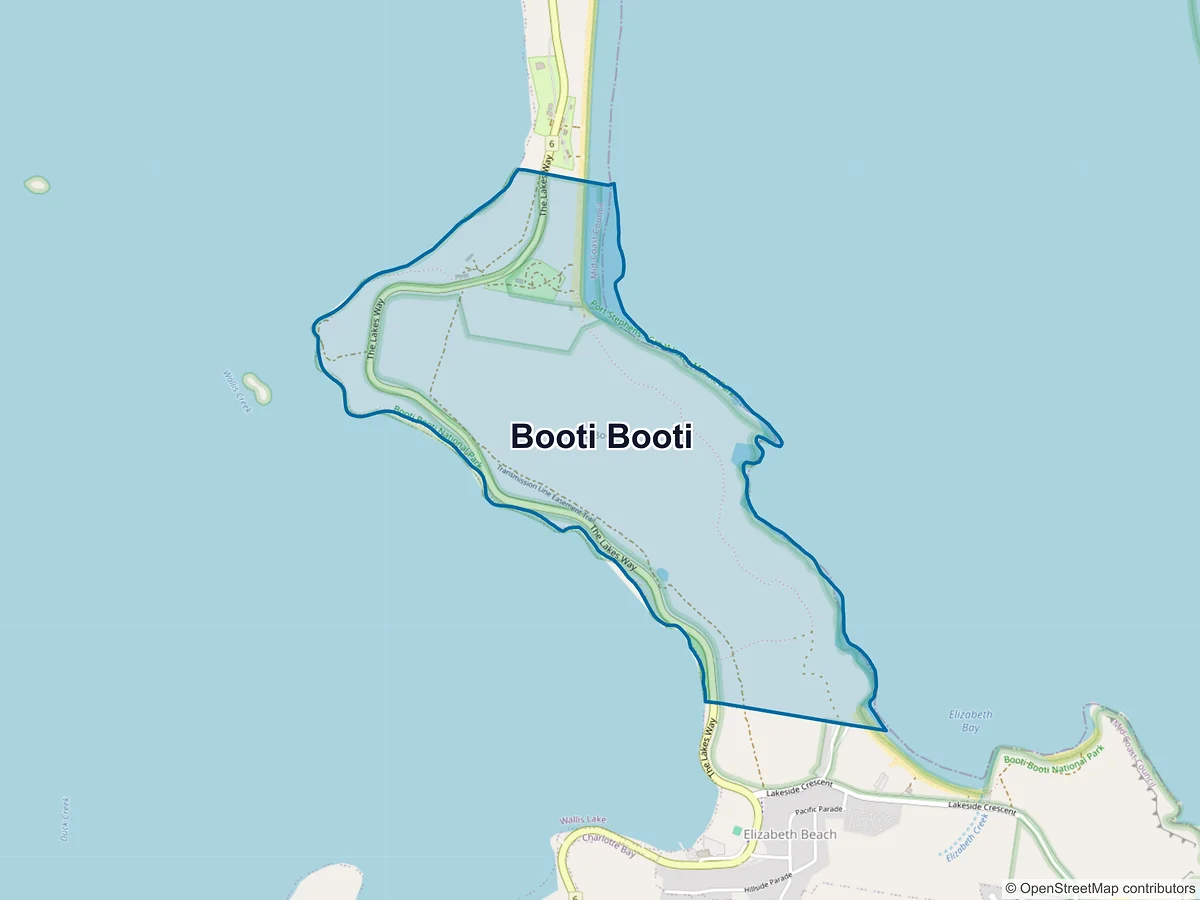 Map of Booti Booti, NSW, Australia