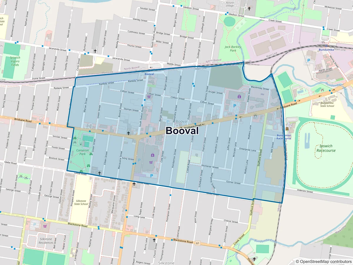 Map of Booval, QLD, Australia