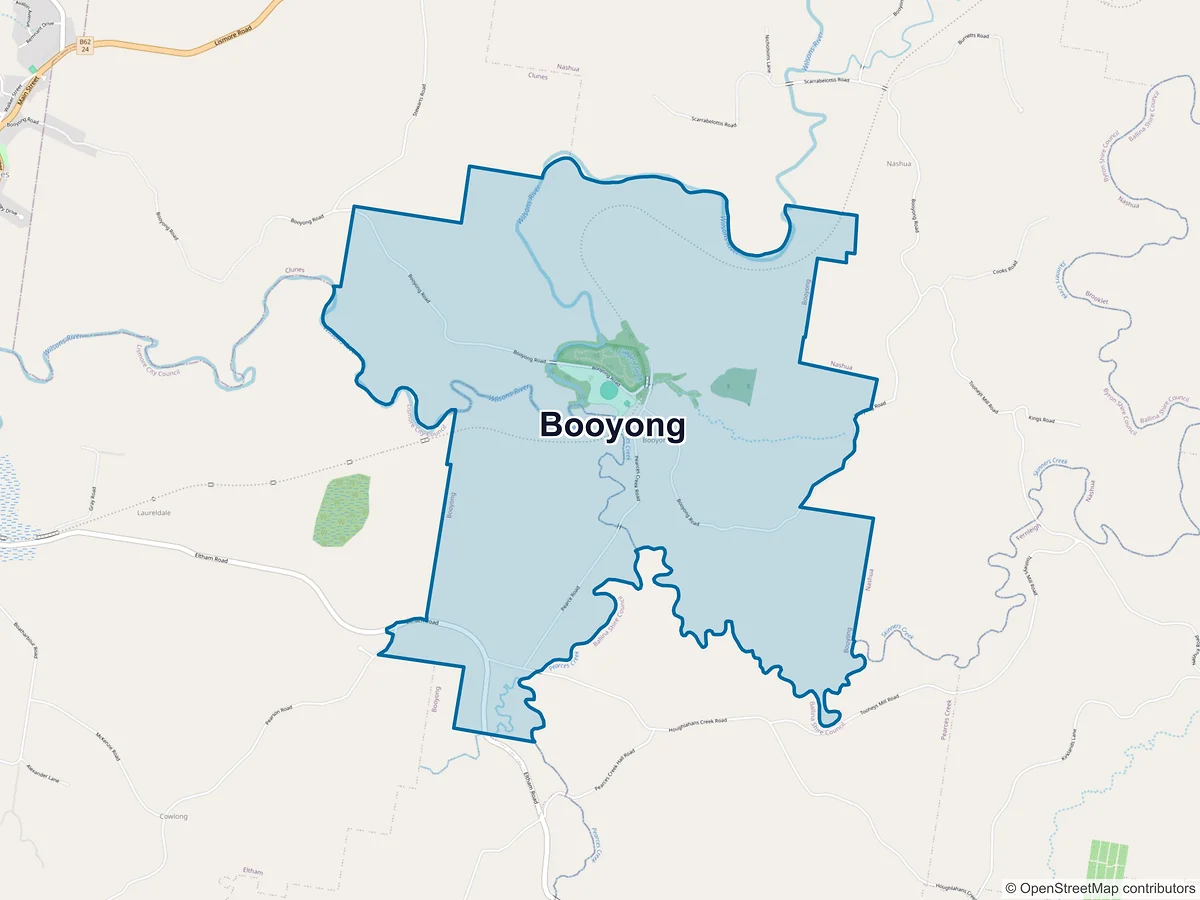 Map of Booyong, NSW, Australia