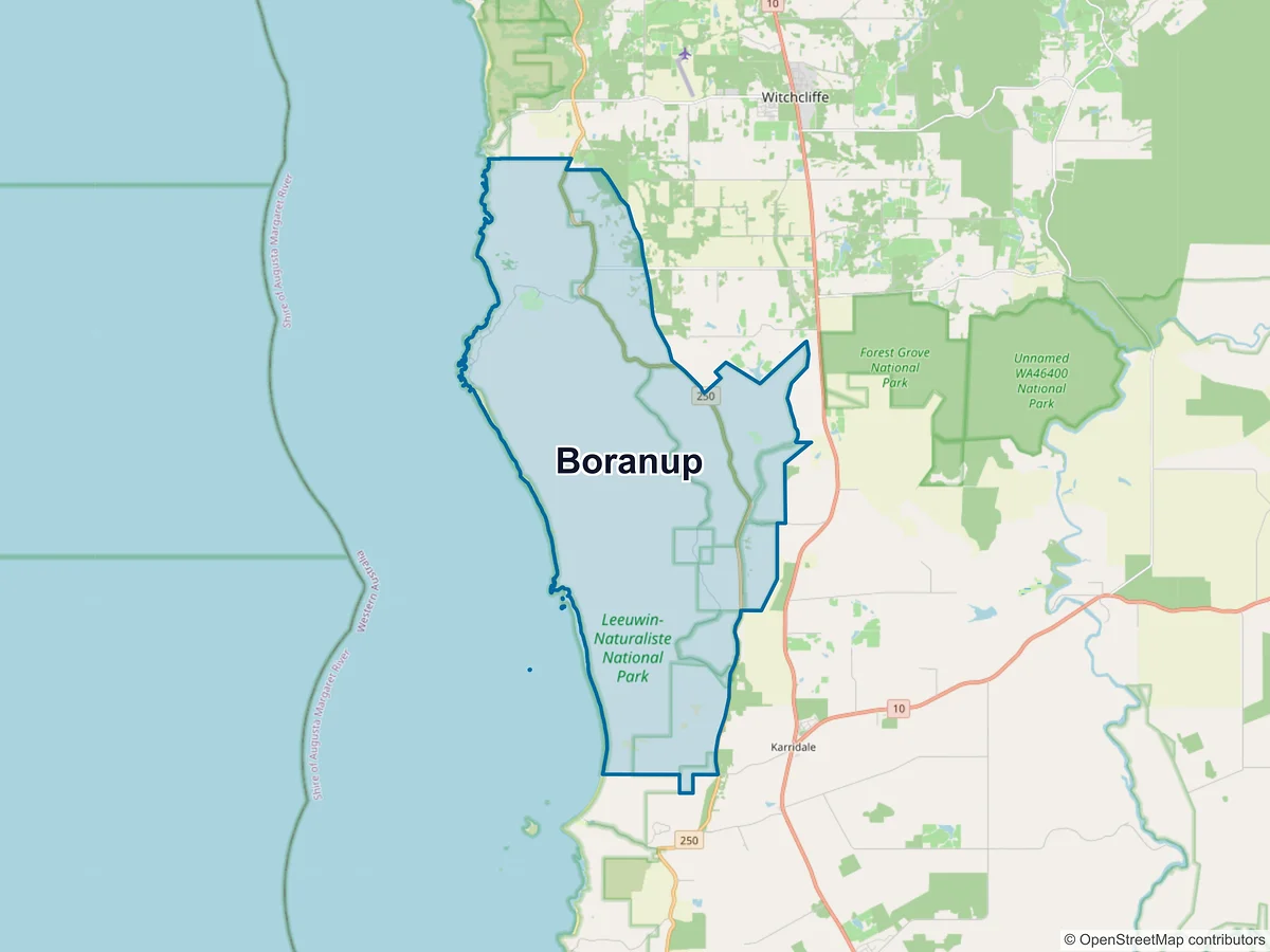 Map of Boranup, WA, Australia