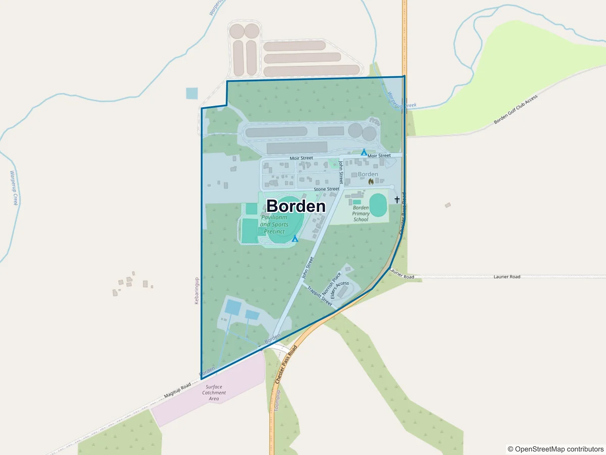 Map of Borden, WA, Australia