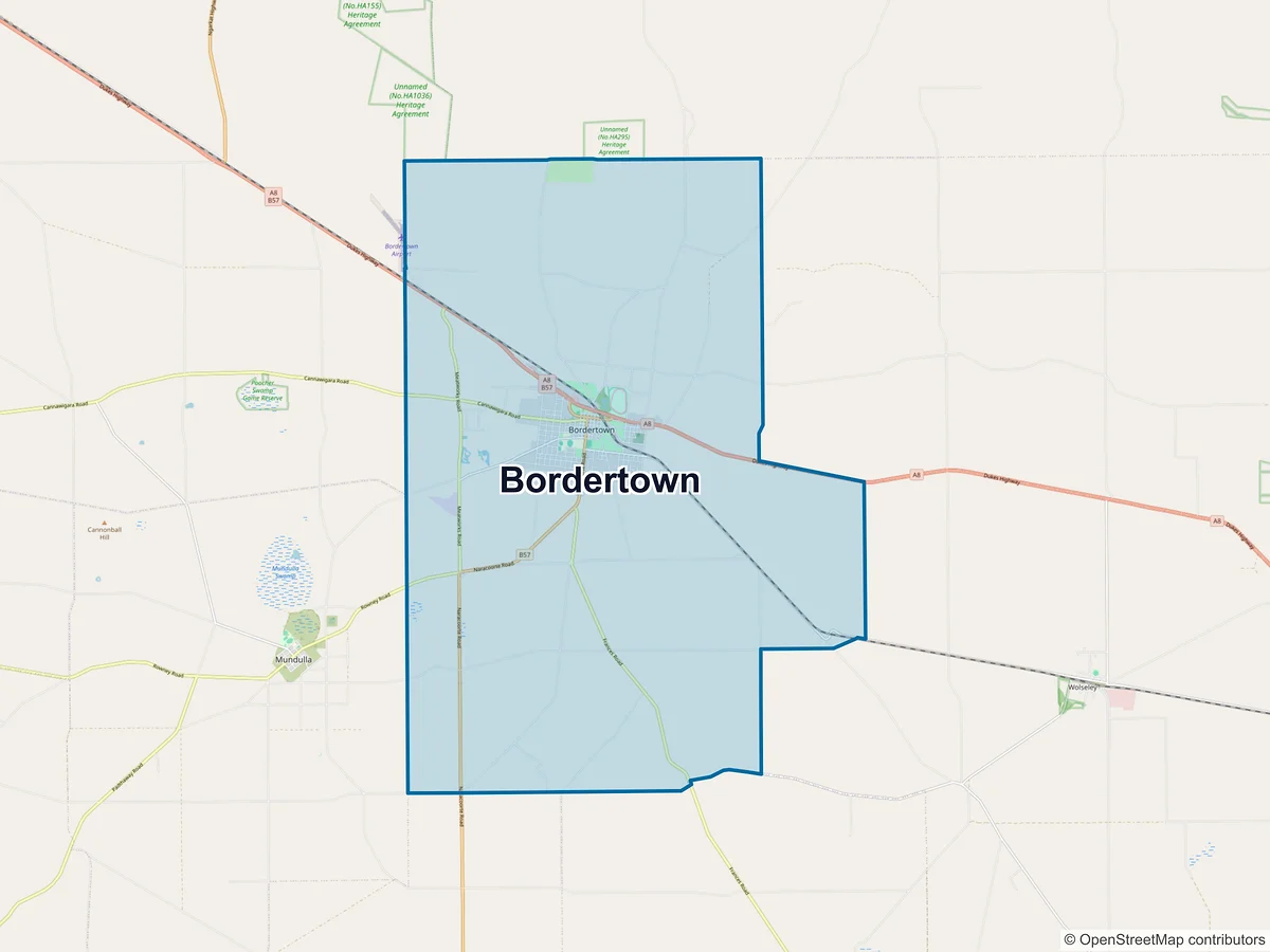 Map of Bordertown, SA, Australia