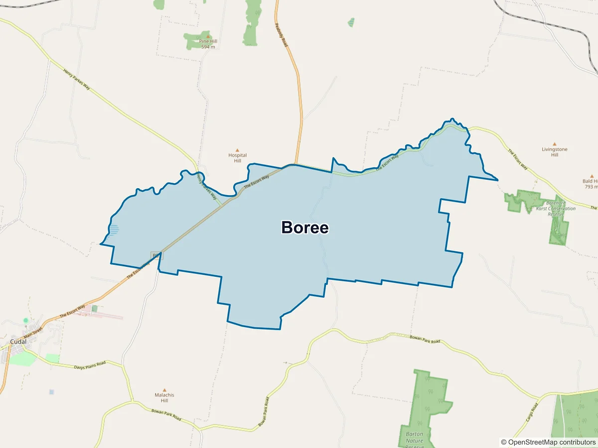 Map of Boree, NSW, Australia