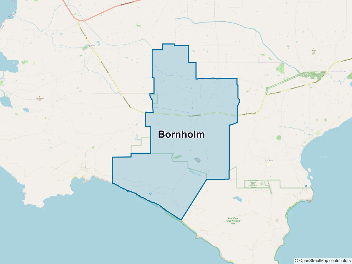 Map of Bornholm, WA, Australia