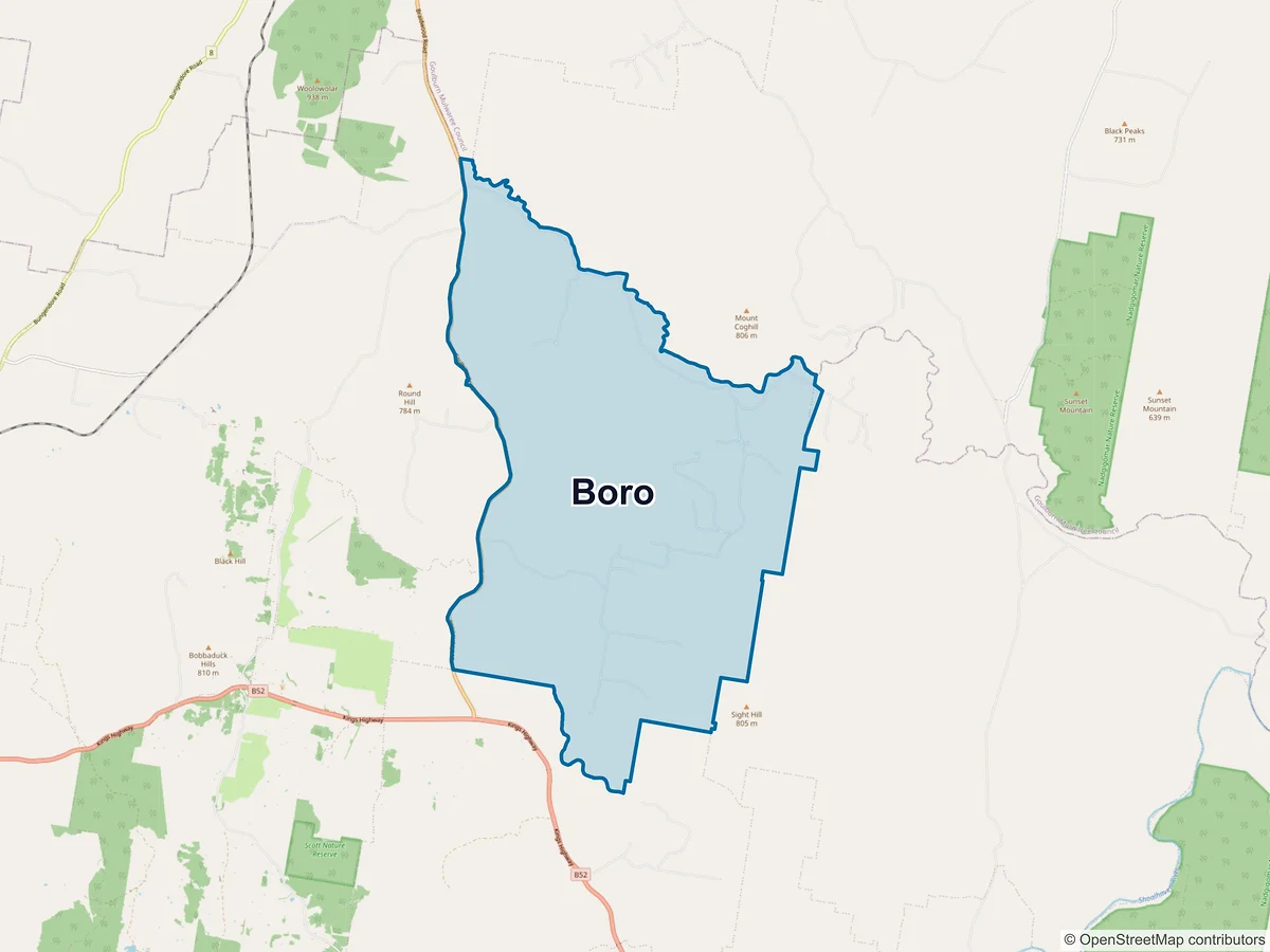 Map of Boro, NSW, Australia