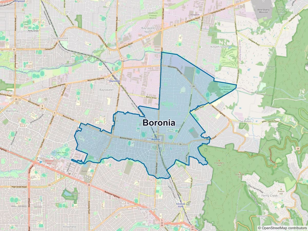 Map of Boronia, VIC, Australia