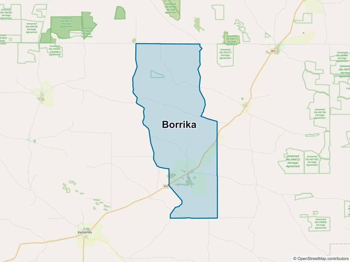 Map of Borrika, SA, Australia