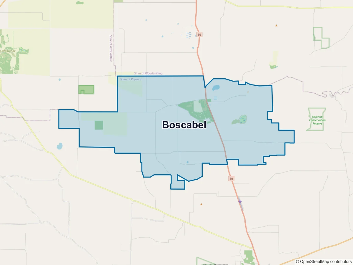Map of Boscabel, WA, Australia