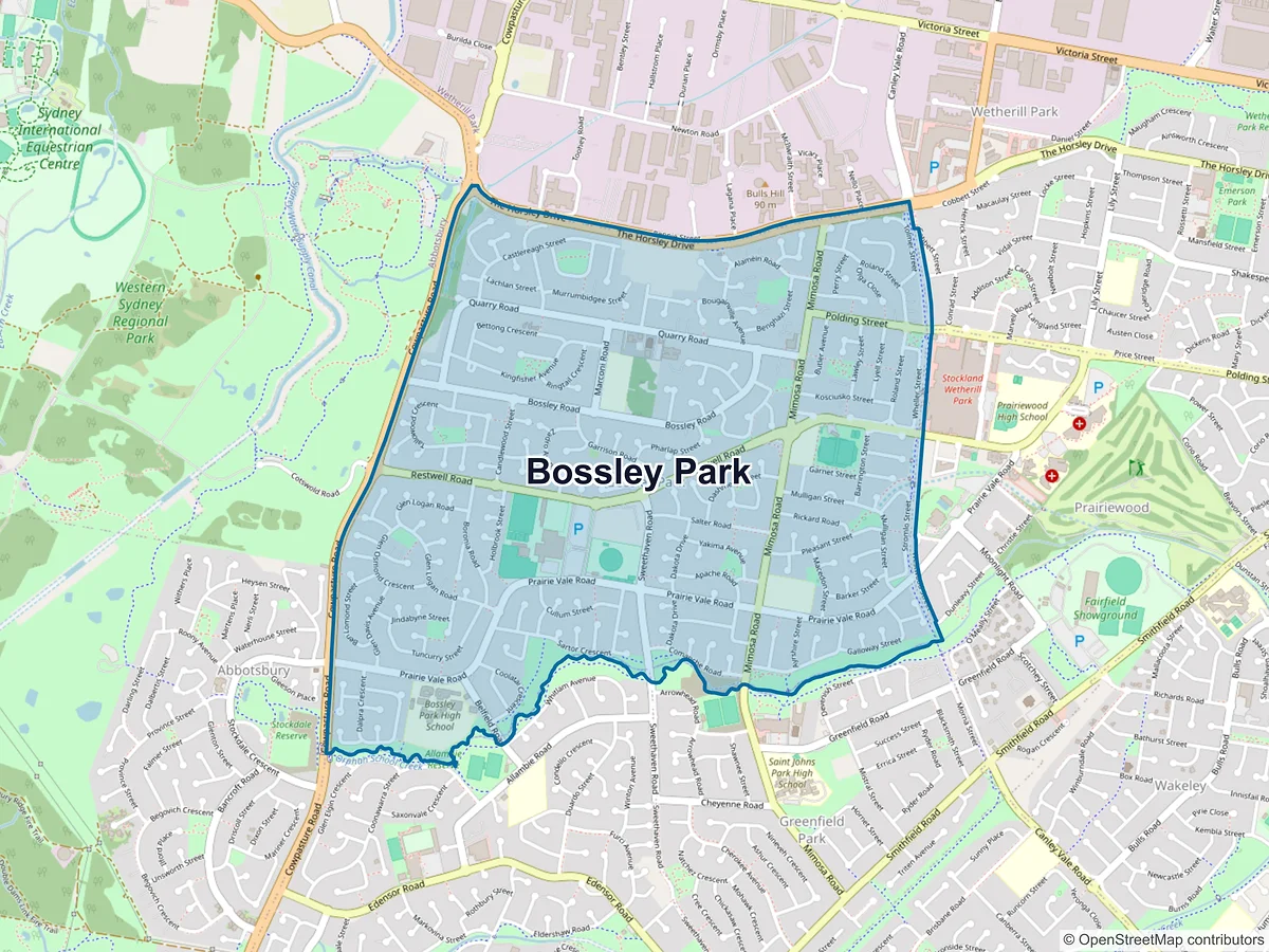 Map of Bossley Park, NSW, Australia