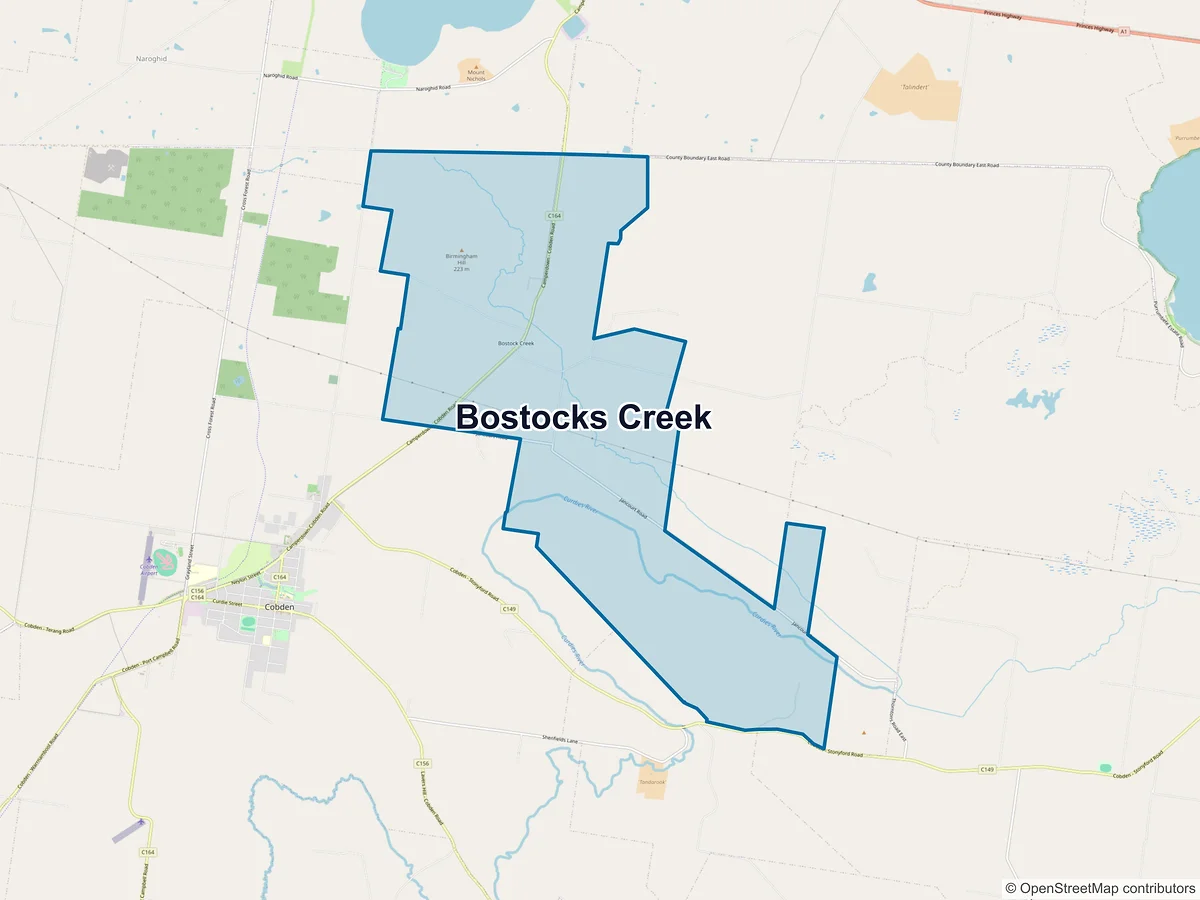 Map of Bostocks Creek, VIC, Australia