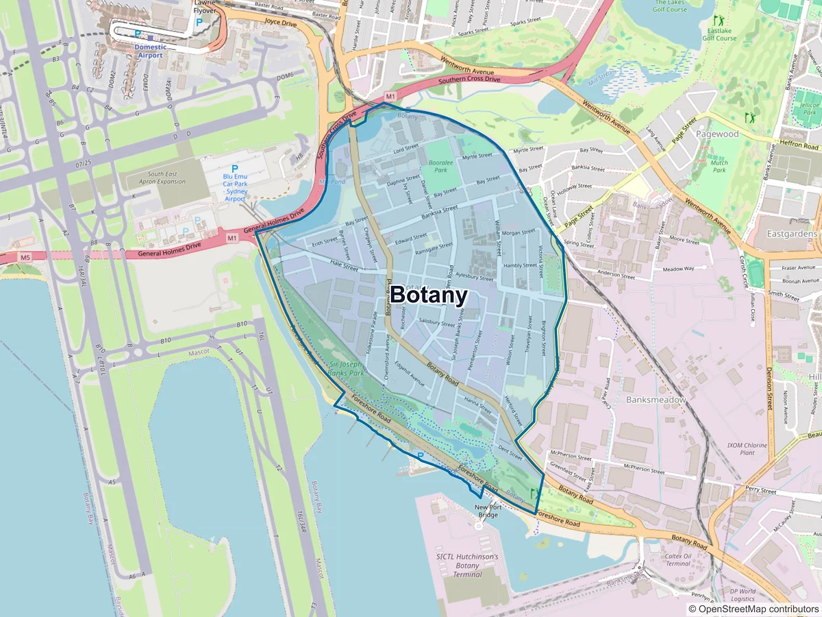 Map of Botany, NSW, Australia