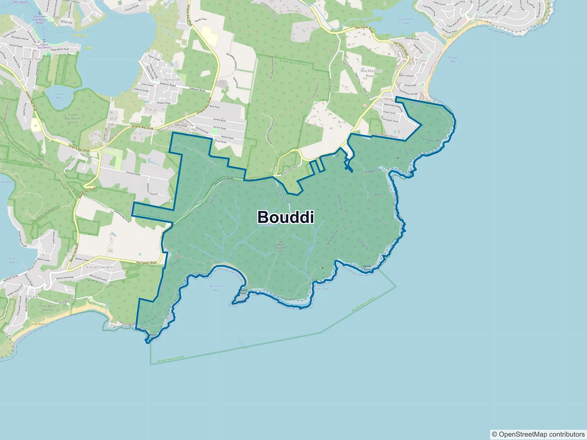 Map of Bouddi, NSW, Australia