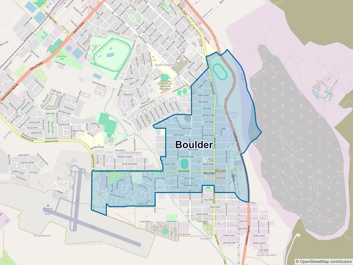 Map of Boulder, WA, Australia