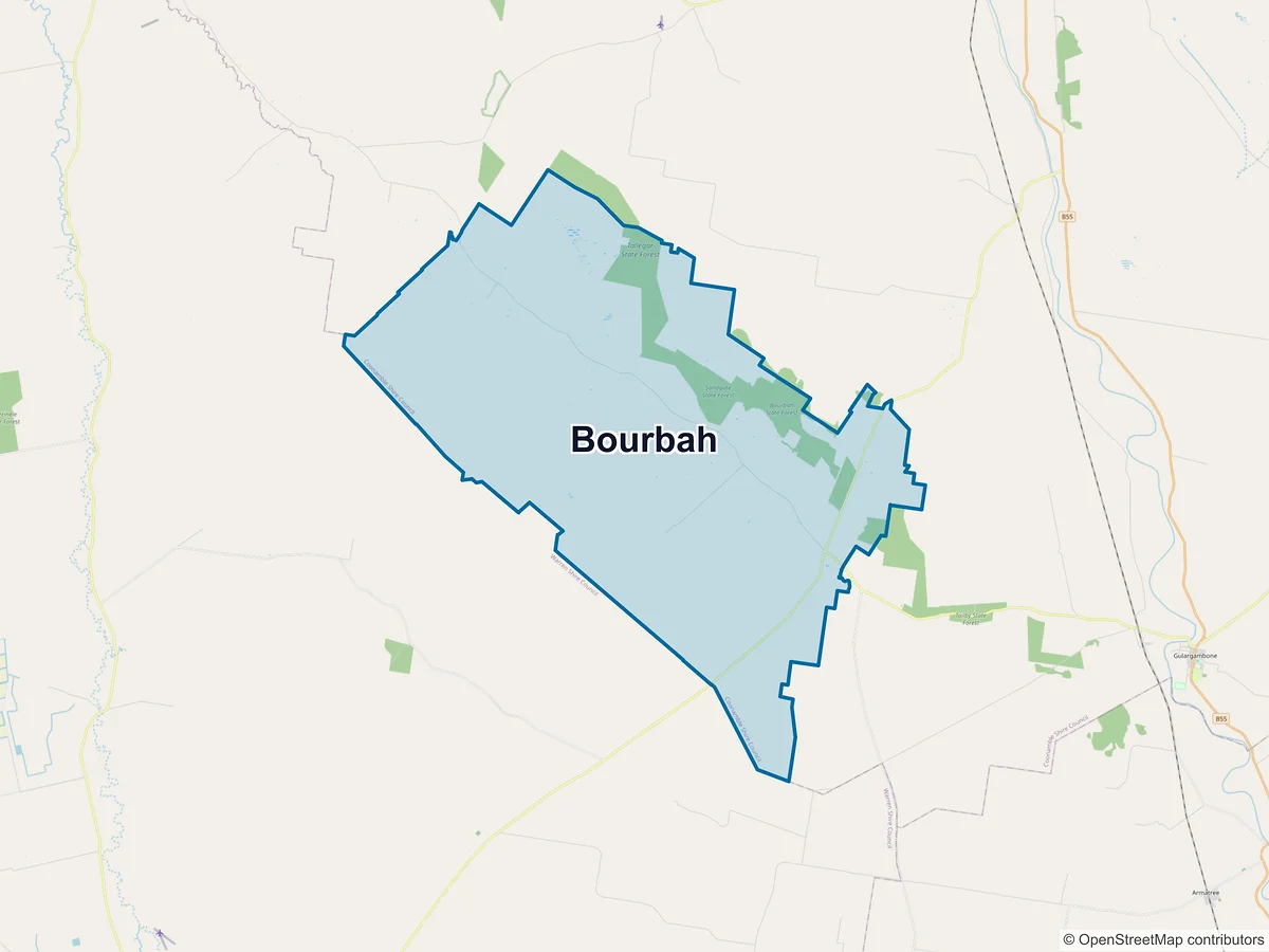Map of Bourbah, NSW, Australia
