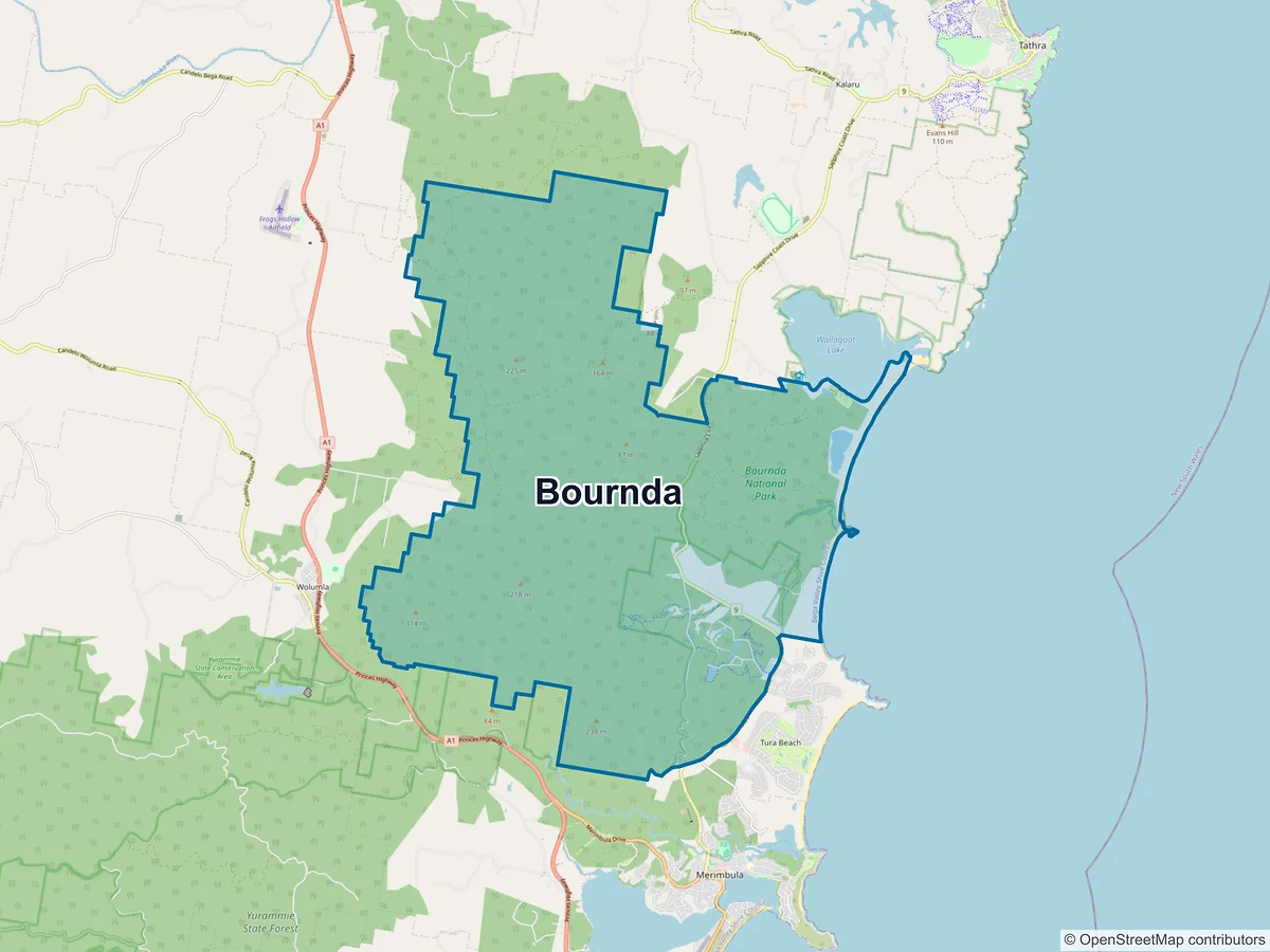 Map of Bournda, NSW, Australia