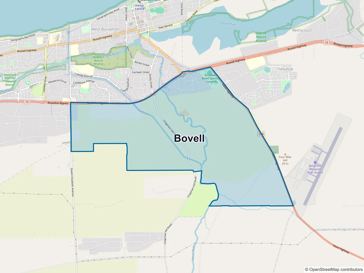 Map of Bovell, WA, Australia