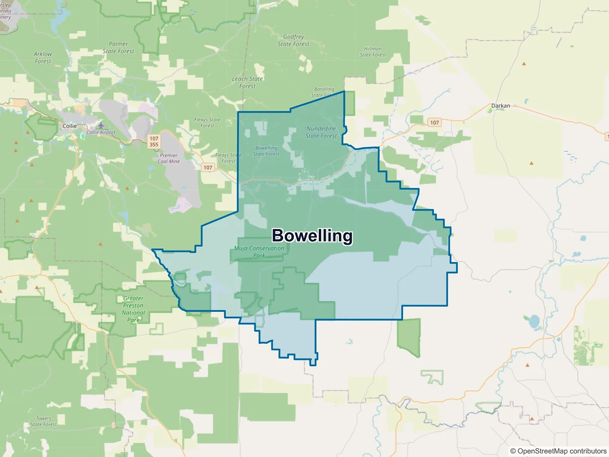 Map of Bowelling, WA, Australia
