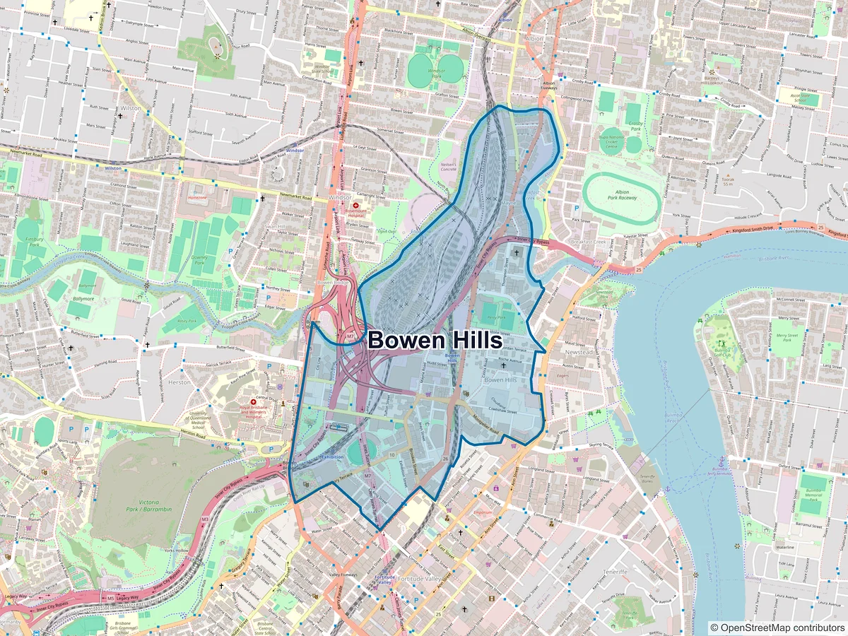Map of Bowen Hills, QLD, Australia