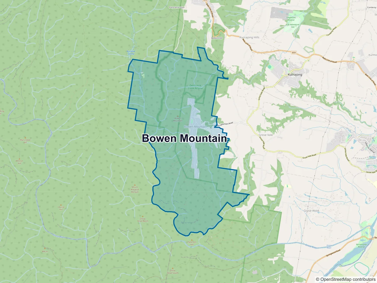 Map of Bowen Mountain, NSW, Australia