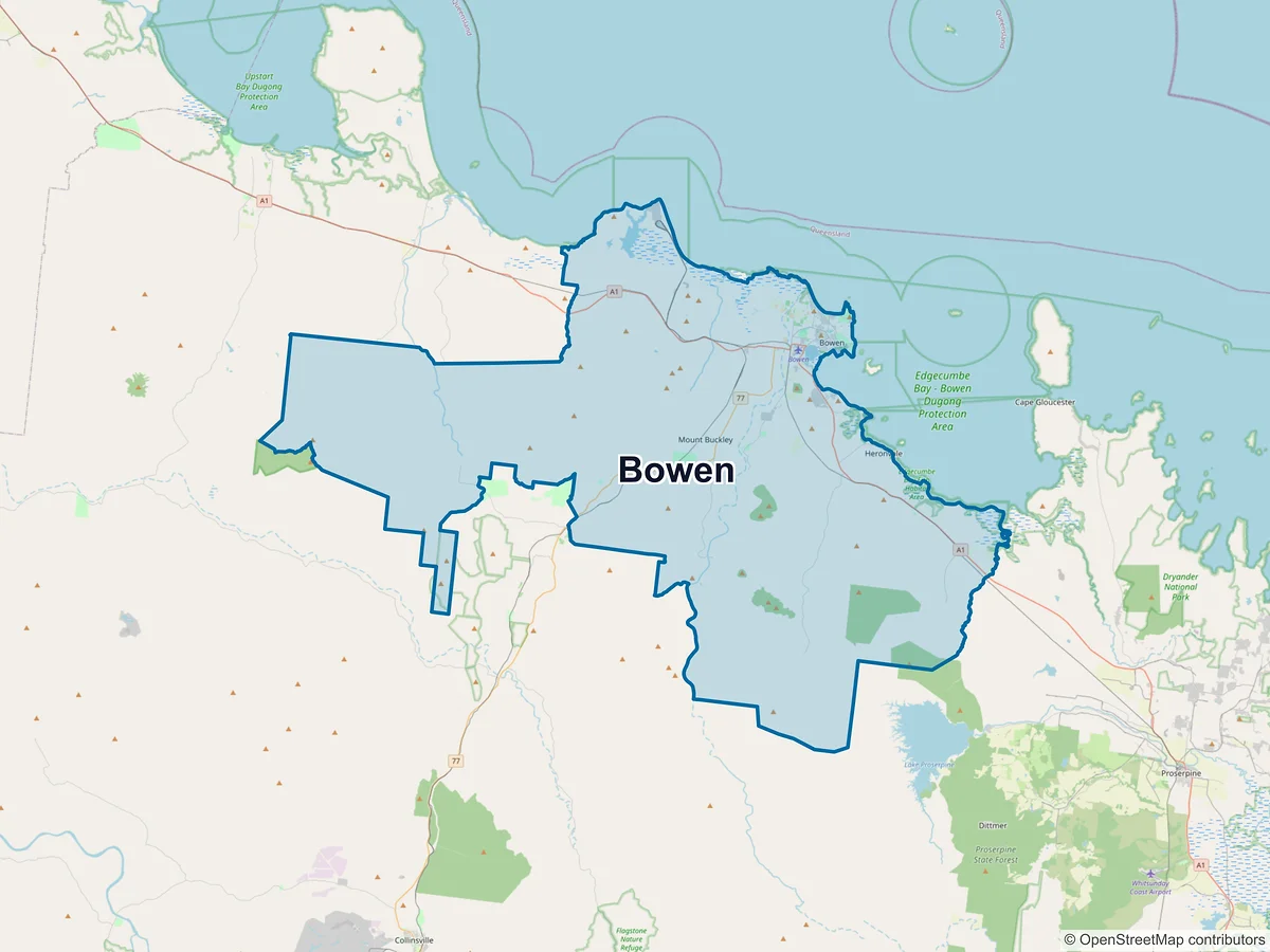 Map of Bowen, QLD, Australia