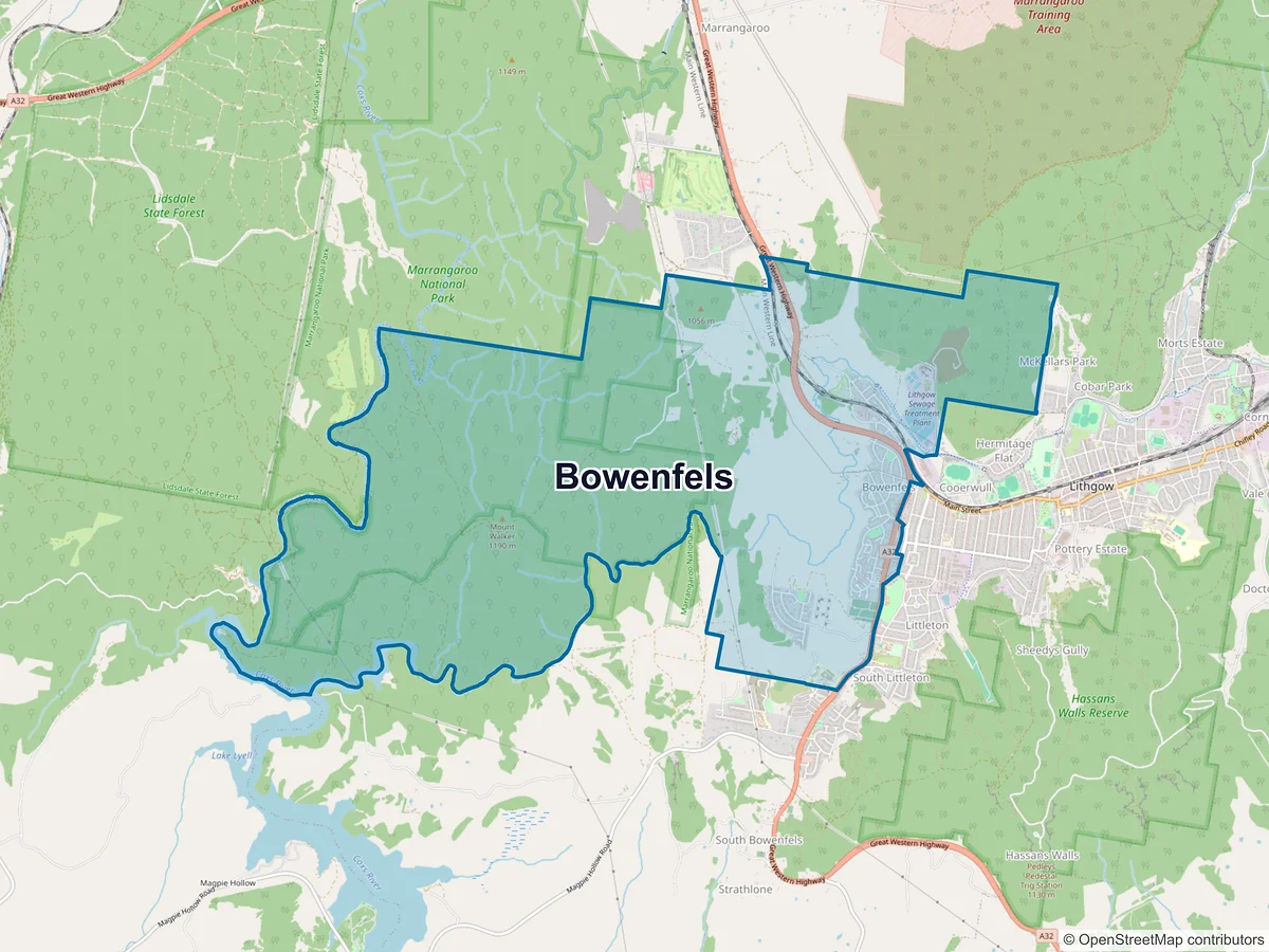 Map of Bowenfels, NSW, Australia
