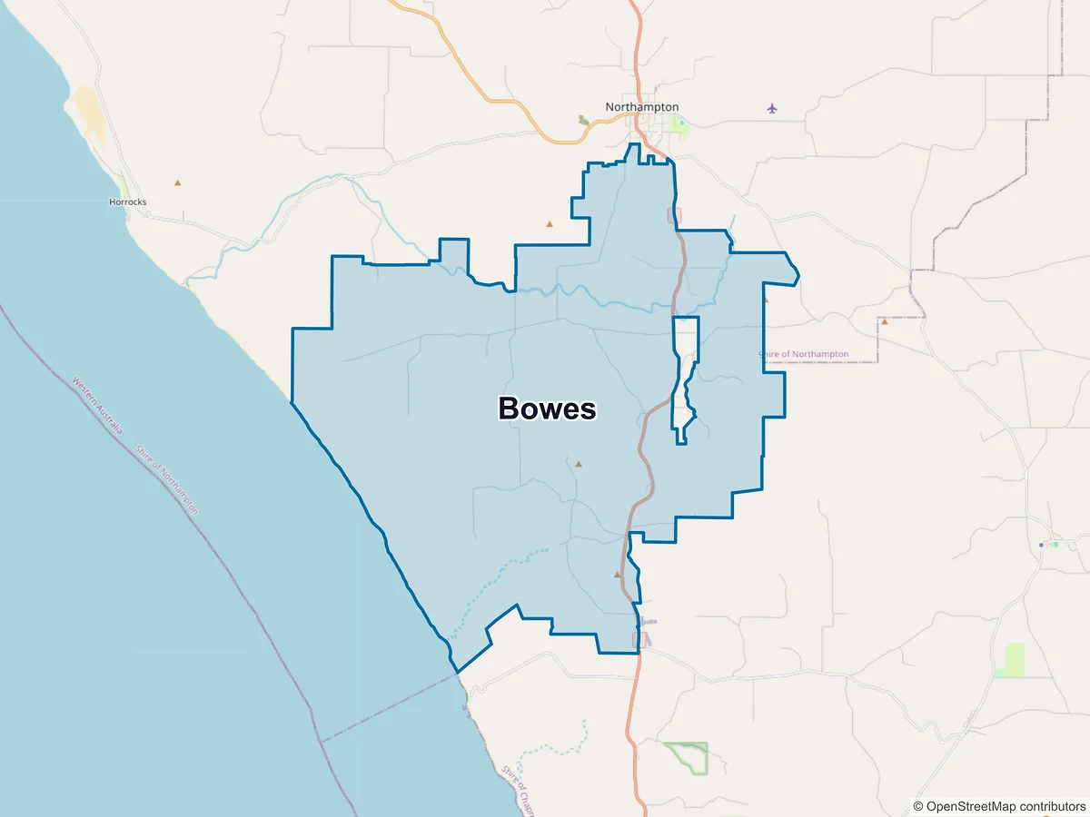 Map of Bowes, WA, Australia