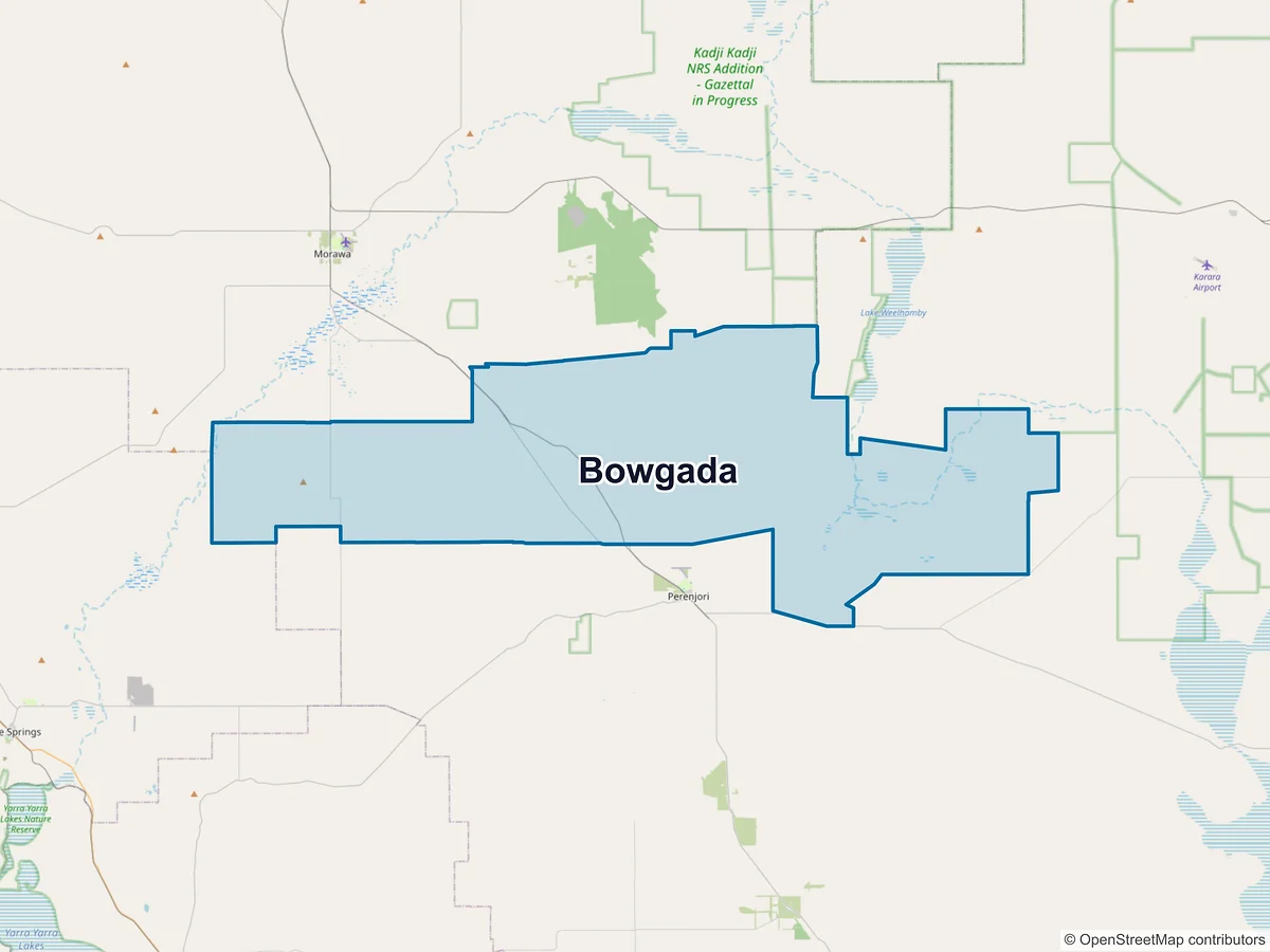 Map of Bowgada, WA, Australia