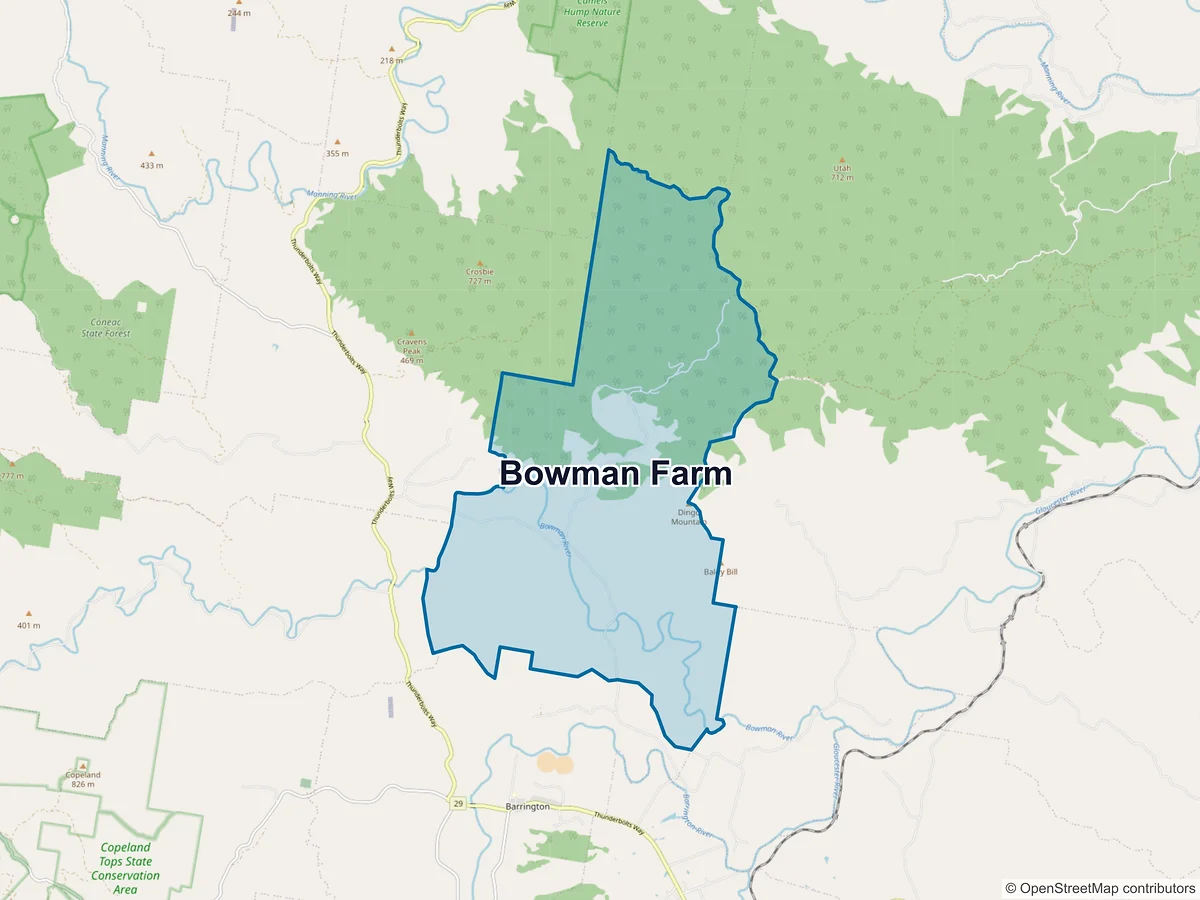 Map of Bowman Farm, NSW, Australia