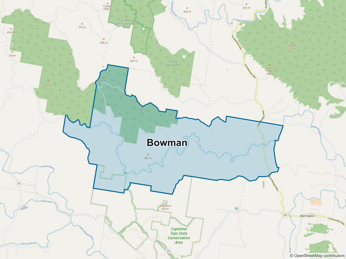 Map of Bowman, NSW, Australia
