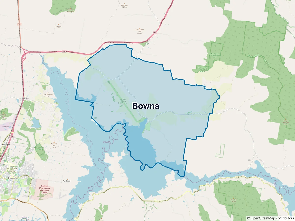 Map of Bowna, NSW, Australia