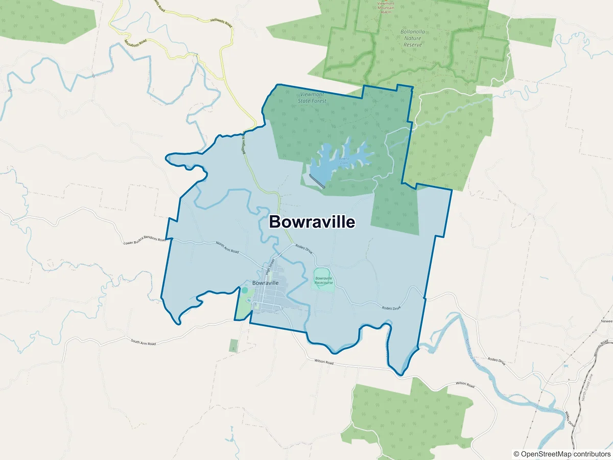 Map of Bowraville, NSW, Australia