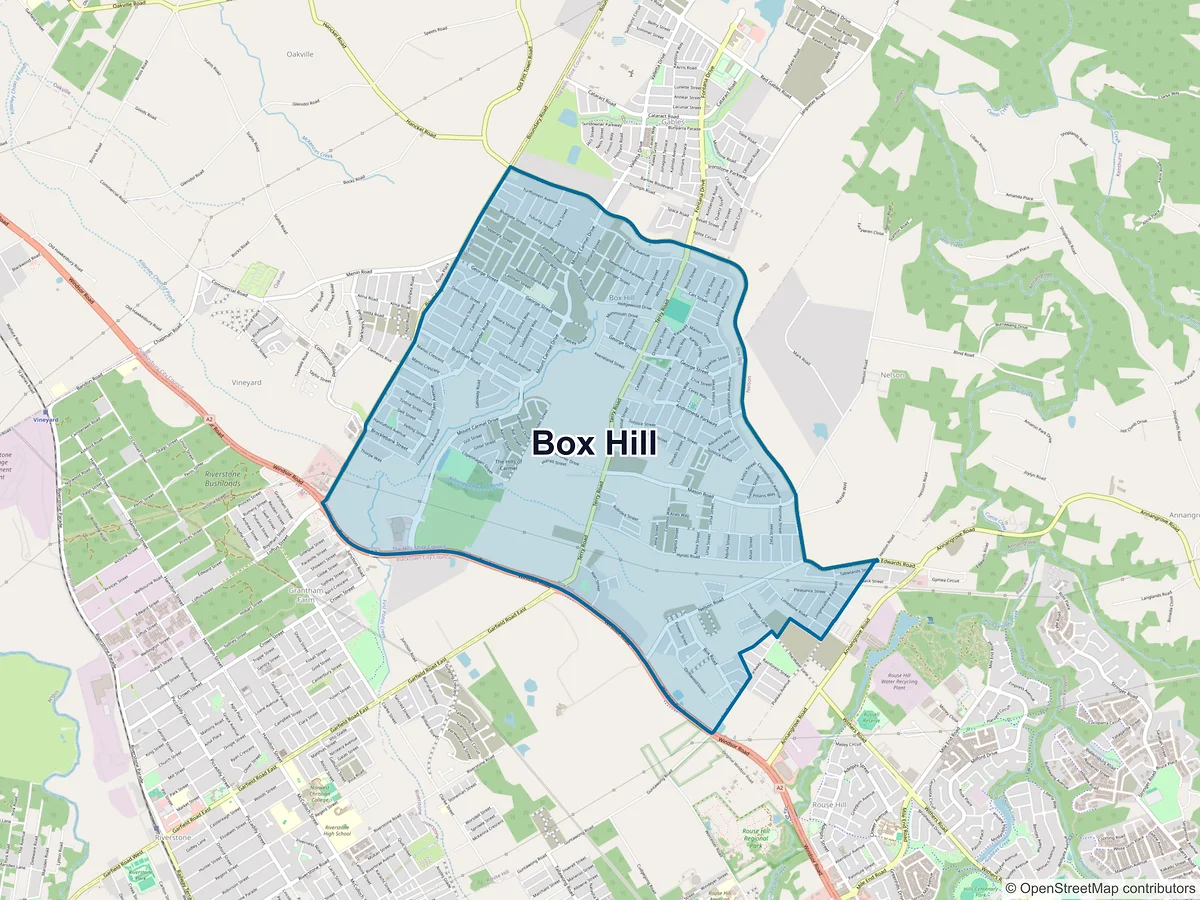 Map of Box Hill, NSW, Australia