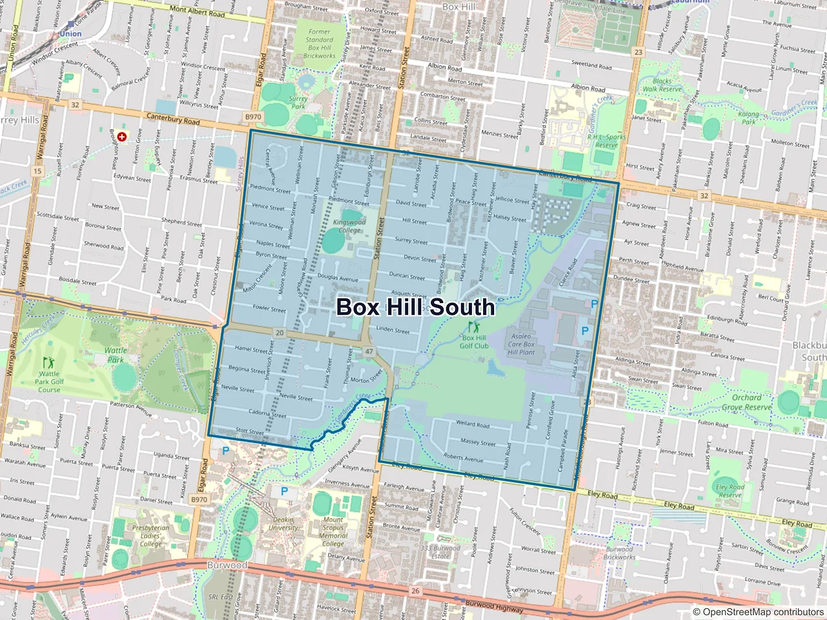 Map of Box Hill South, VIC, Australia