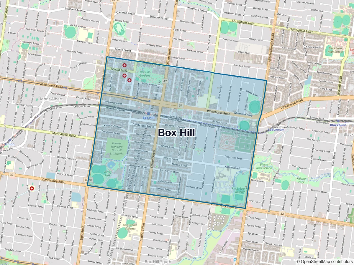 Map of Box Hill, VIC, Australia
