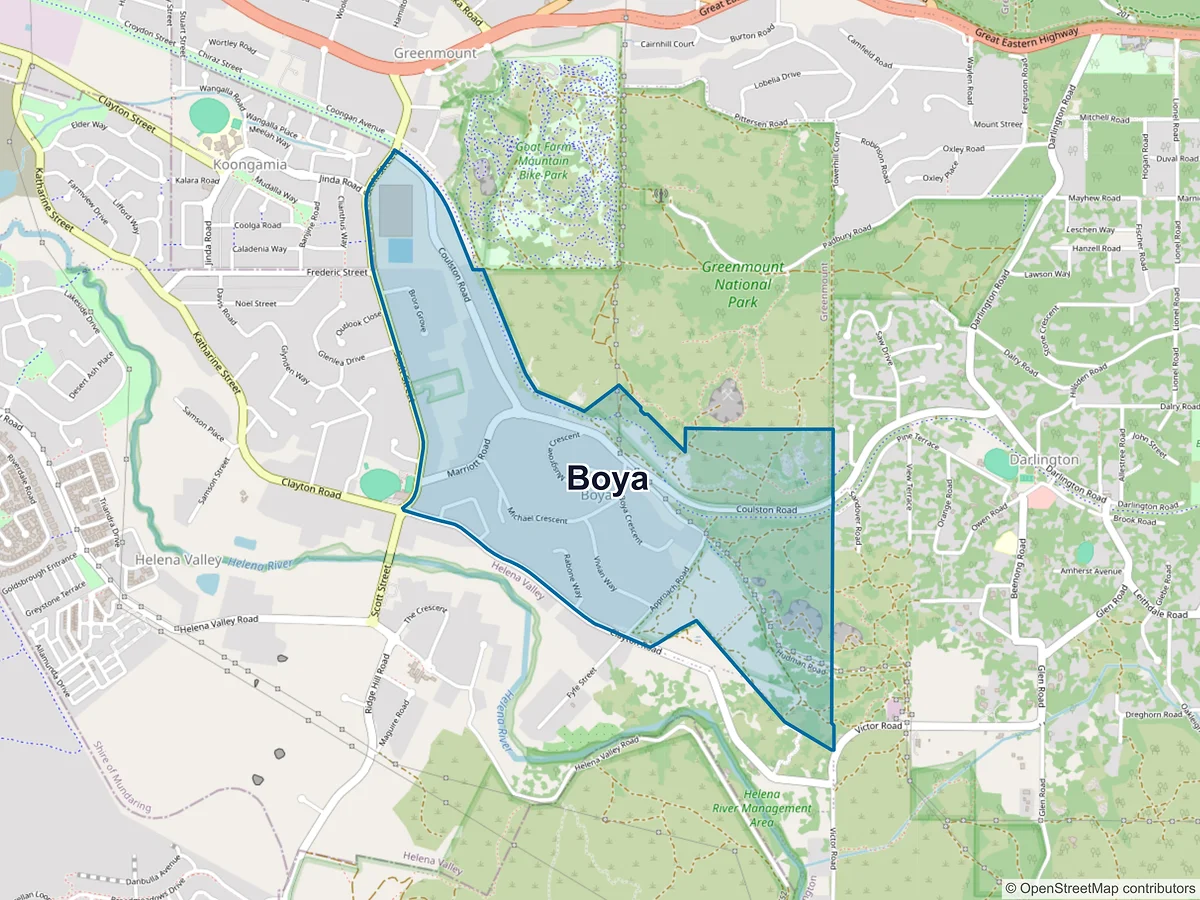 Map of Boya, WA, Australia