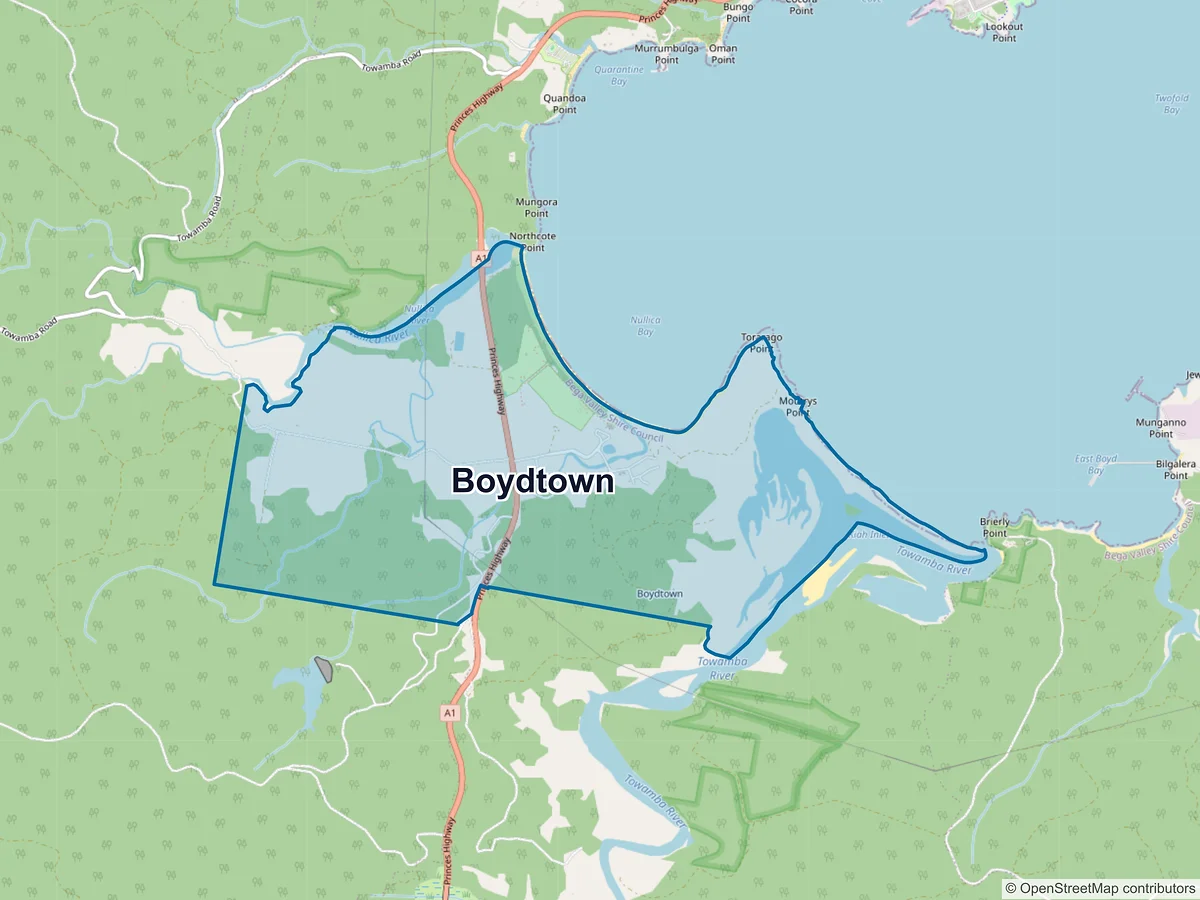 Map of Boydtown, NSW, Australia