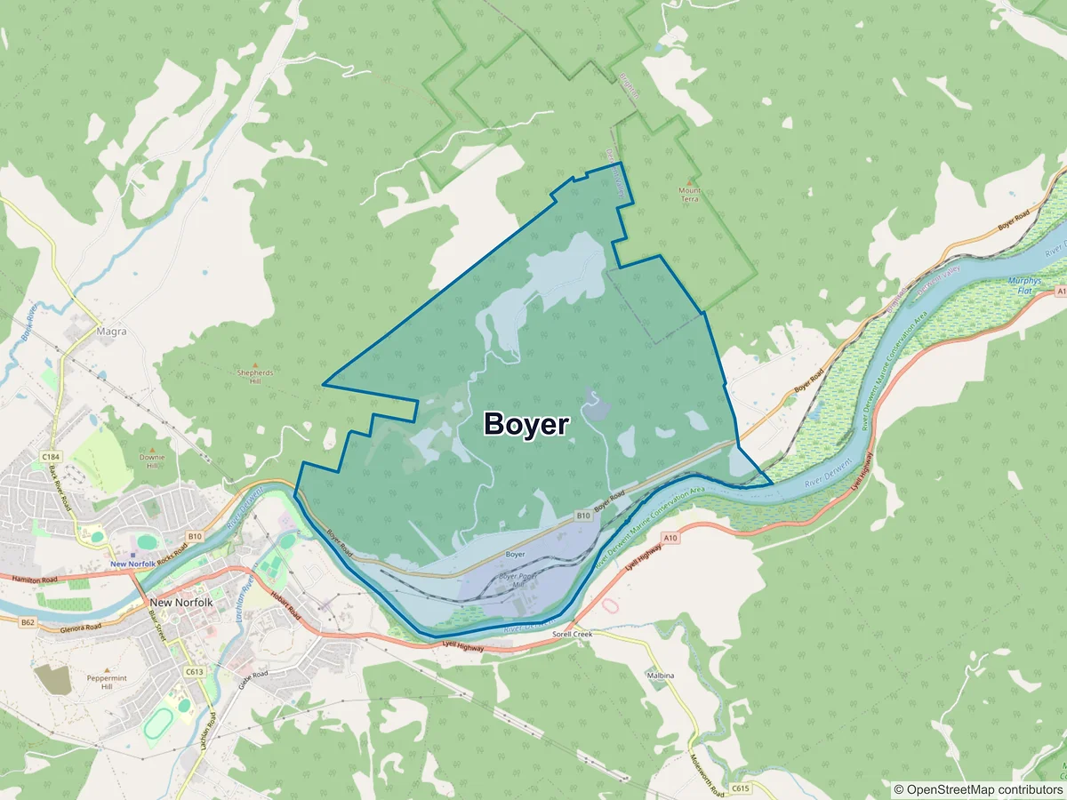 Map of Boyer, TAS, Australia