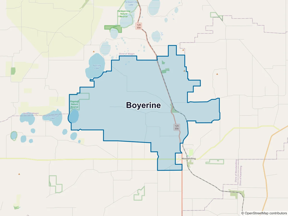 Map of Boyerine, WA, Australia