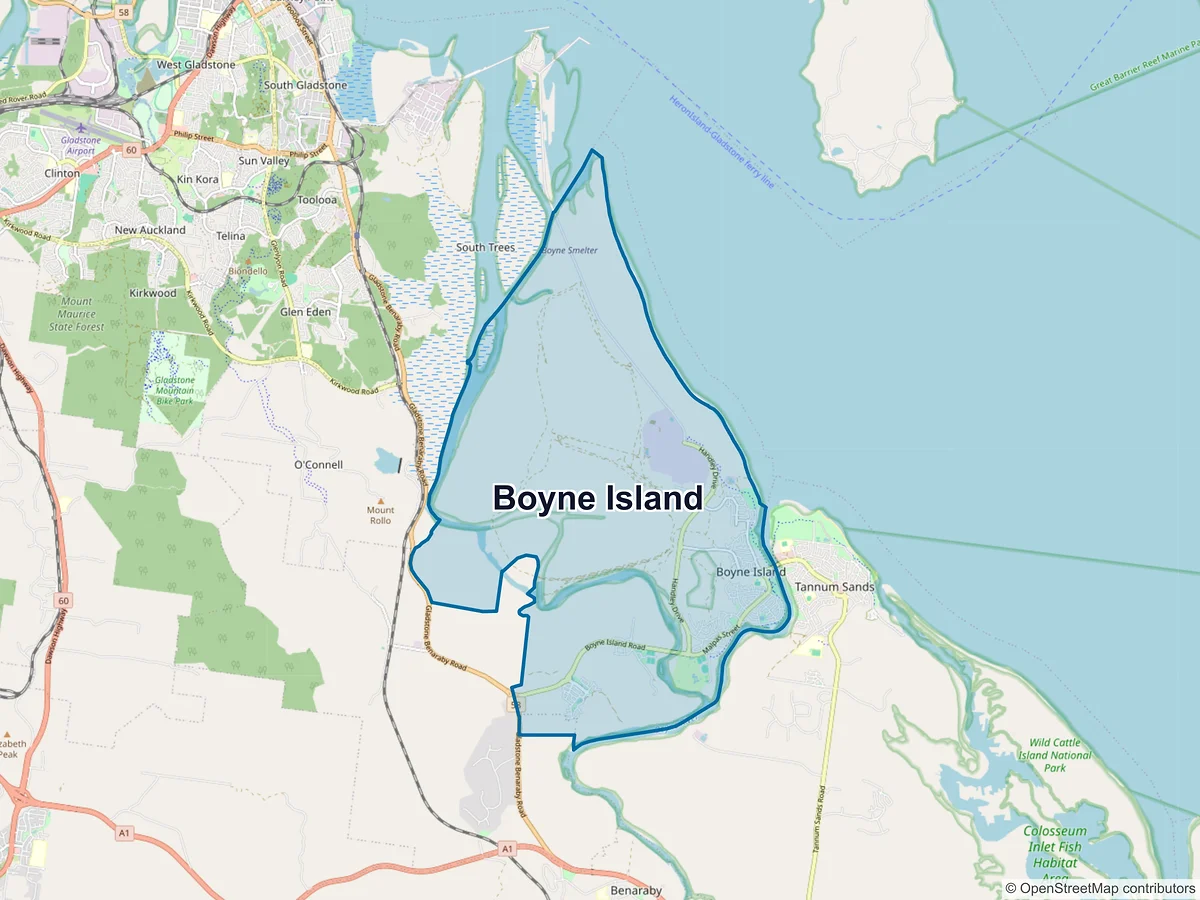 Map of Boyne Island, QLD, Australia
