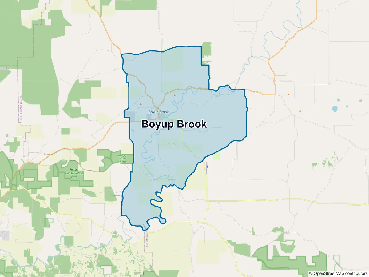 Map of Boyup Brook, WA, Australia