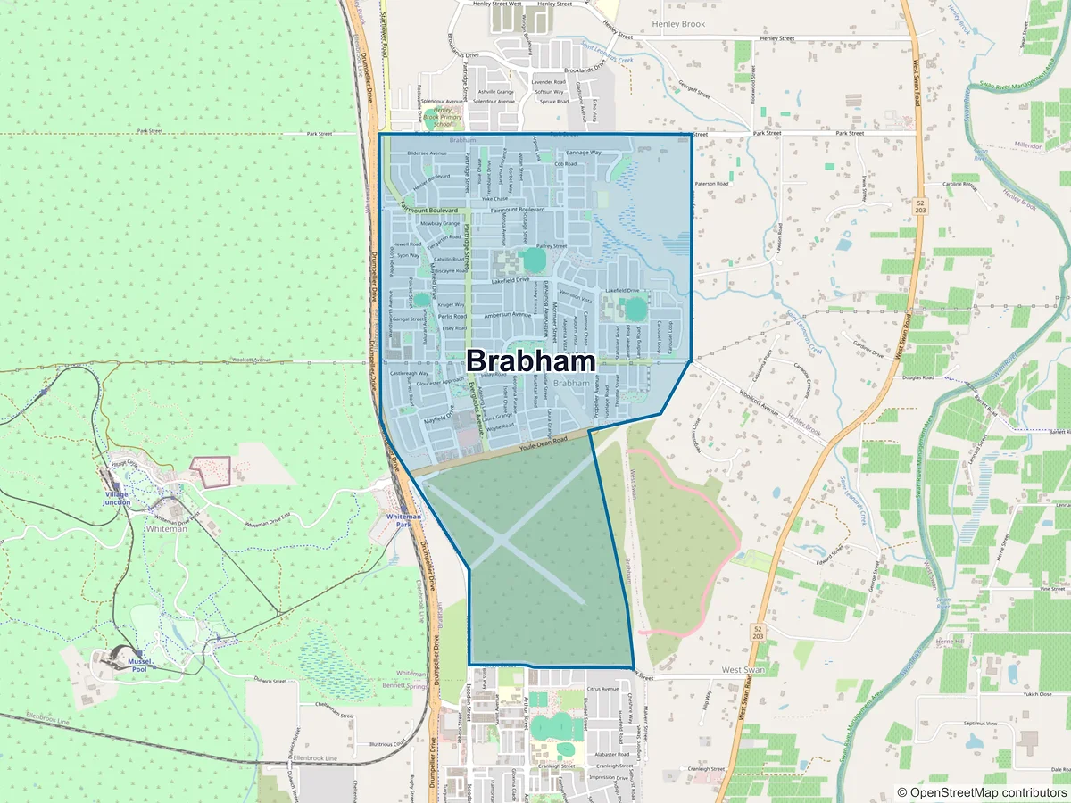 Map of Brabham, WA, Australia