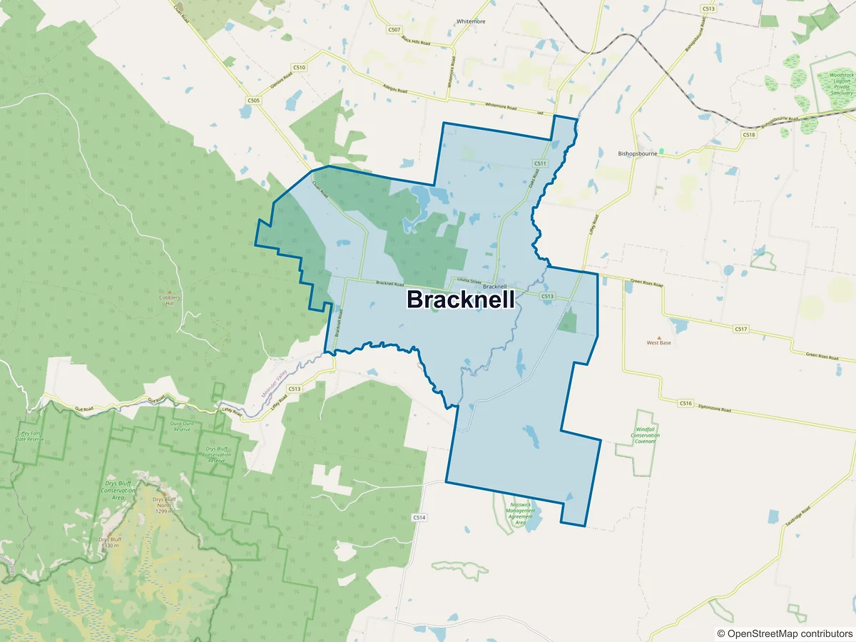 Map of Bracknell, TAS, Australia